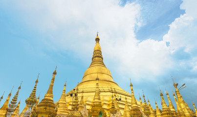 Yangon, Myanmar skyline with Shwedagon Pagoda.