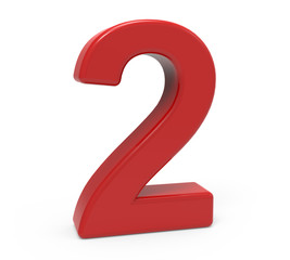 Fototapeta premium 3d red number 2