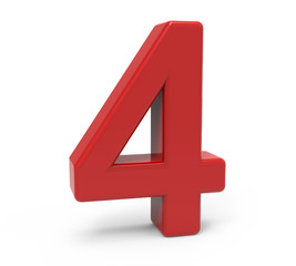 Obraz premium 3d red number 4