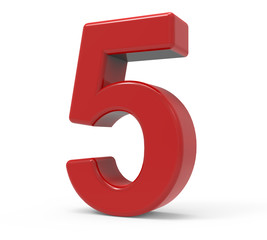 3d red number 5
