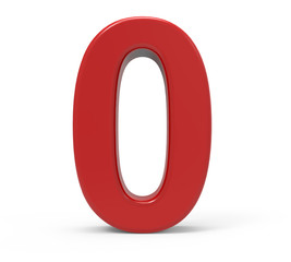3d red number 0