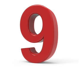 3d red number 9