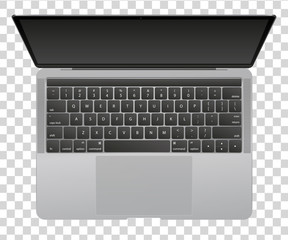 Modern glossy laptop isolated on transparent background.