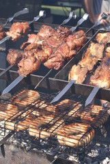 Food meat on grill