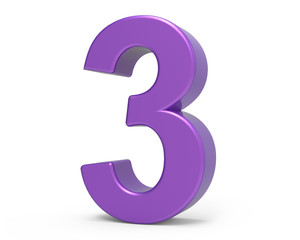 Fototapeta premium 3d purple number 3