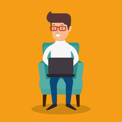 businessman avatar working icon vector illustration design