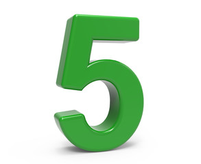 3d green number 5