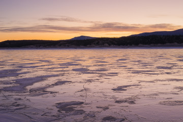 Warm  Tones of Icy Abraham Lake