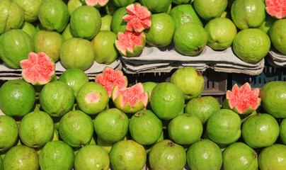 Guava fruits in the market up for sale in Andhra pradesh India