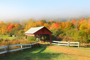 Old barn in beautiful Vermont autumn landscape.
