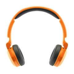 Orange headphone on white background.