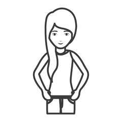 Woman cartoon icon. Female avatar person human and people theme. Isolated and silhouette design. Vector illustration