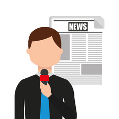 reporter breaking news icon vector illustration design