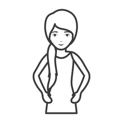 Woman cartoon icon. Female avatar person human and people theme. Isolated and silhouette design. Vector illustration