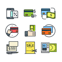 payment choice icon set color