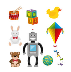 children toys set icons vector illustration design