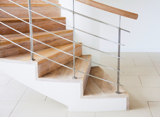 wooden staircase interior in the modern house