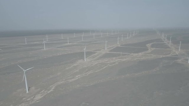 Aerial view of wind turbines in China