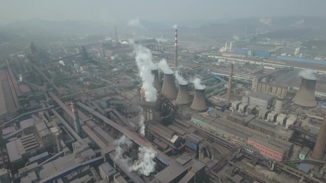 Flying over a massive steel factory in China