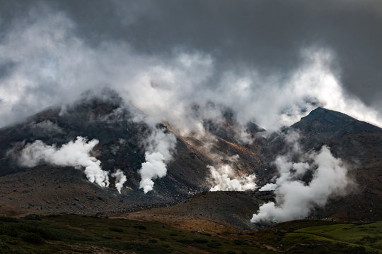 Mt. Asahidake on an overcast day, Daisetsuzan National Park, Hok