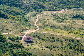 View of the tourist camp under the mountain Demerdzhi