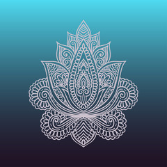 Vector Indian hand drawn hamsa with ethnic ornaments. Beautiful India ethnica ornament. Folk Henna tattoo style