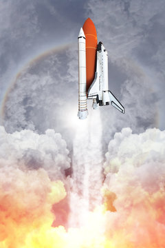 Space shuttle taking off to the sky ( NASA image not used )