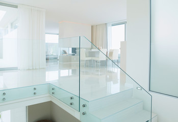 wooden staircase interior in the modern house