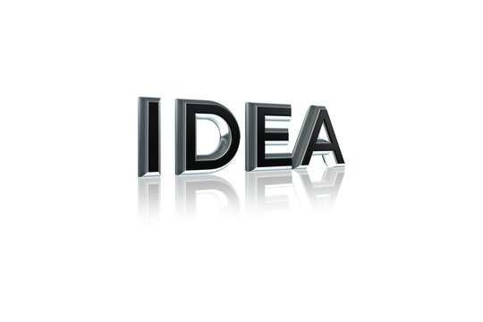 Idea concept in 3D text with soft reflection