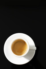 Hot coffee espresso in the black
