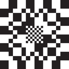 Checkered vector black and white seamless pattern
