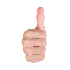 Good job, Man show thump up isorated on white background. Clipping path.