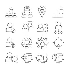 business management icons, sketch line