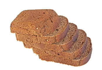 Rye bread slices isolated on white background