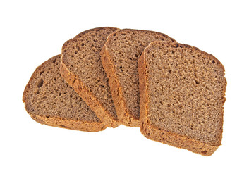 Rye bread slices isolated on white background