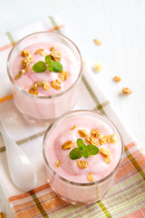 Obraz na płótnie Canvas strawberry yogurt with granola