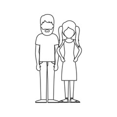 Woman and man cartoon icon. Couple relationship family love and romance theme. Isolated and silhouette design. Vector illustration
