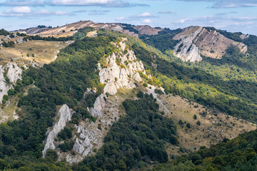 Fototapeta na wymiar Yurkiny rocks on the mountain Demerdzhi