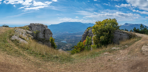 Fototapeta na wymiar Rocks panorama on the mountain Demerdzhi