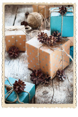 Festive Boxes Packed Brown Blue Paper Retro Frame