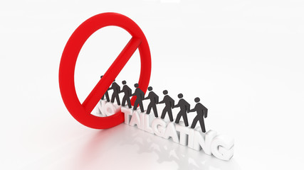 No tailgating sign with people violating it cybersecurity concep