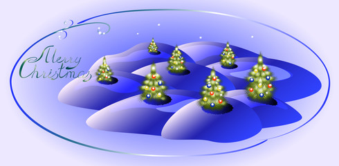 Naklejka premium Card with green Christmas trees. Christmas greeting. EPS10 vector illustration