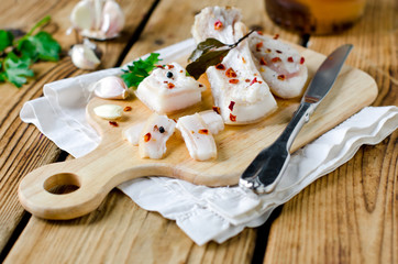 Salty lard with spices