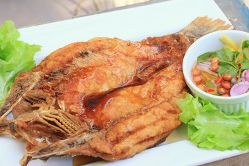 fried fish with fish sauce