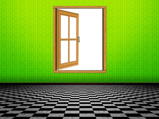 Wooden Window in Room