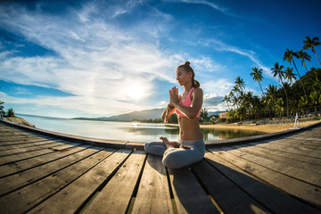 Fototapeta na wymiar Woman Yoga - relax in nature