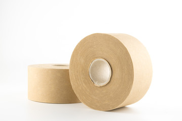 paper tape, packing tape, brown tape on white background.