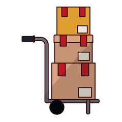 Package over cart icon. Delivery shipping logistic and distribution theme. Isolated design. Vector illustration
