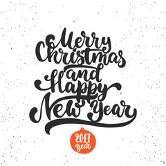 Merry Christmas and Happy new year - lettering holiday calligraphy phrase. Fun brush ink typography illustration for greeting card, t-shirt print, poster design
