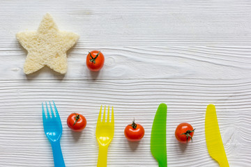 cooking breakfast for kid star sandwiches top view